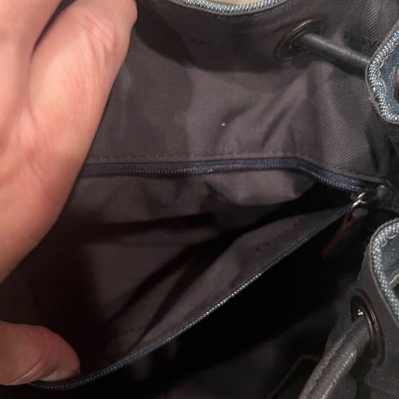 Coach Denim and Navy Leather Turnlock Backpack - Picture 5 of 10